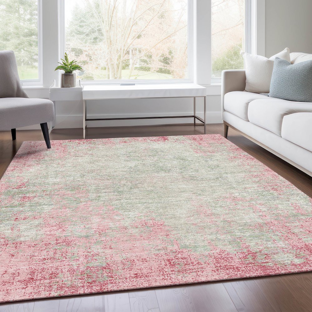 Premium Machine Washable Mayfield AMF940 Pink 5' x 7'6" Rug. Picture 6