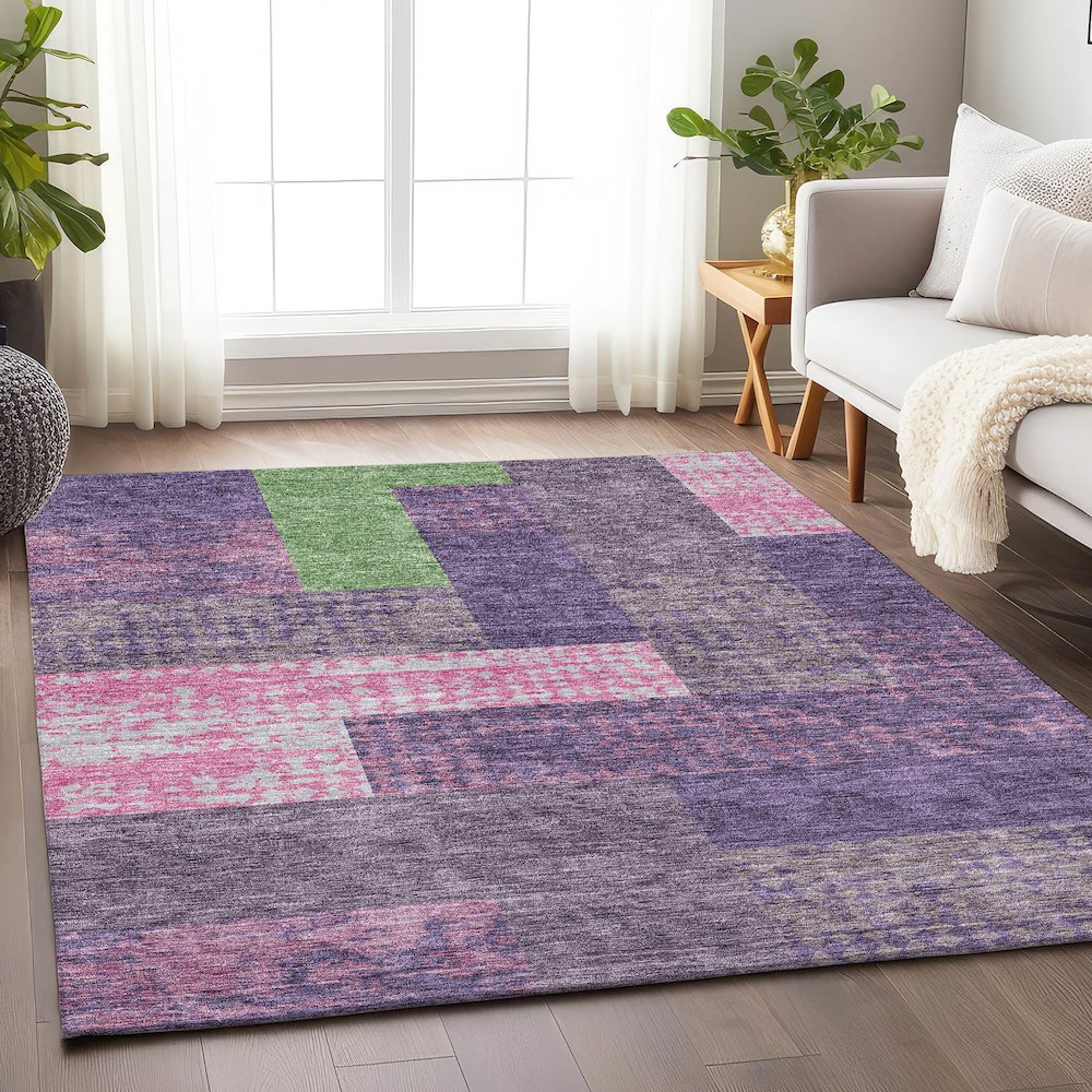 Premium Machine Washable Mayfield AMF941 Purple 5' x 7'6" Rug. Picture 5