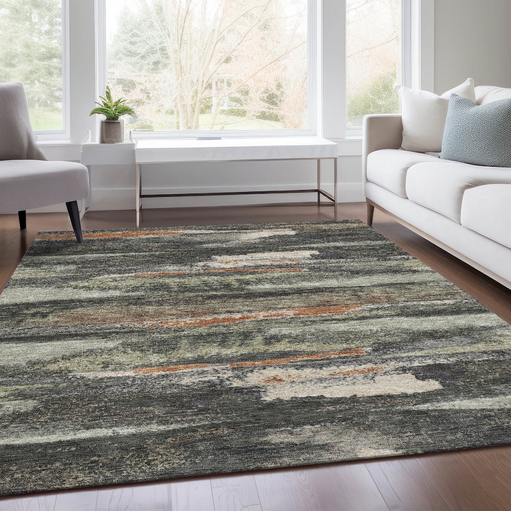Premium Machine Washable Mayfield AMF942 Charcoal 5' x 7'6" Rug. Picture 6