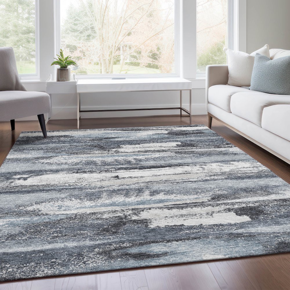 Premium Machine Washable Mayfield AMF942 Gray 5' x 7'6" Rug. Picture 6