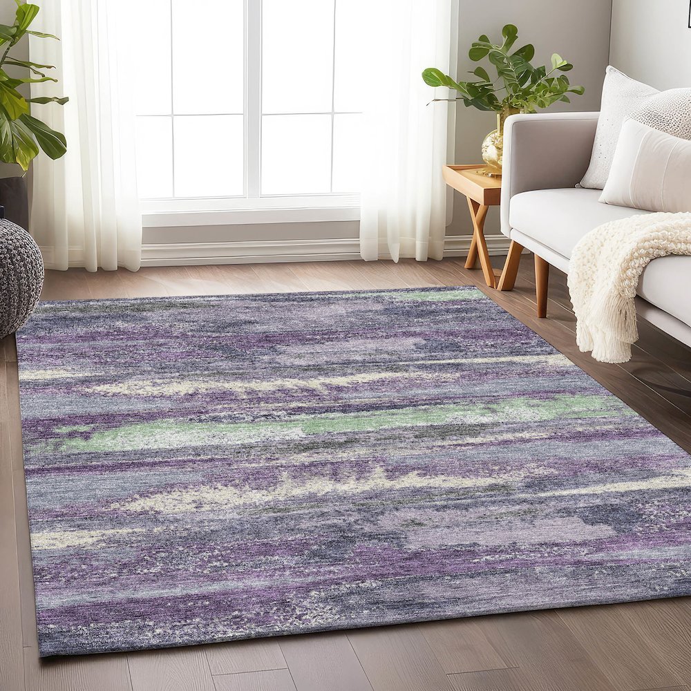 Premium Machine Washable Mayfield AMF942 Purple 5' x 7'6" Rug. Picture 5