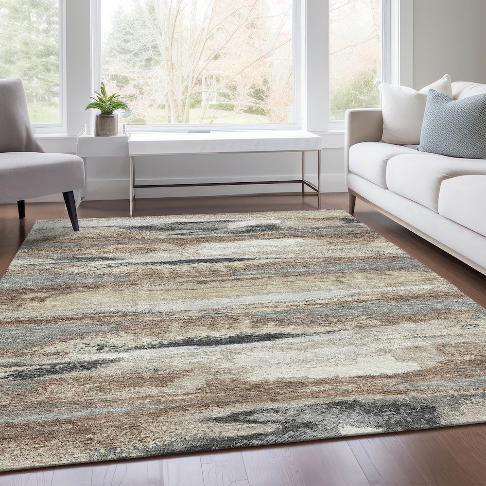 Premium Machine Washable Mayfield AMF942 Taupe 5' x 7'6" Rug. Picture 6