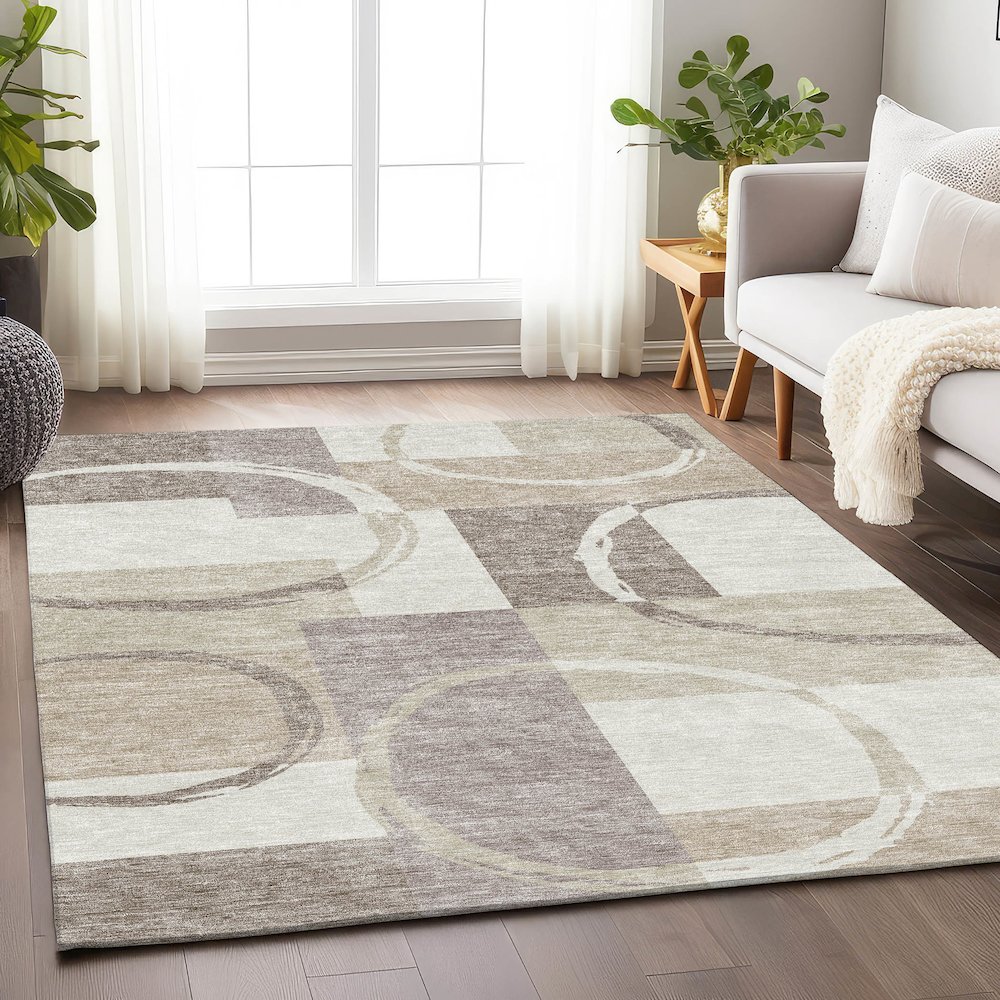 Premium Machine Washable Mayfield AMF943 Ivory 5' x 7'6" Rug. Picture 5