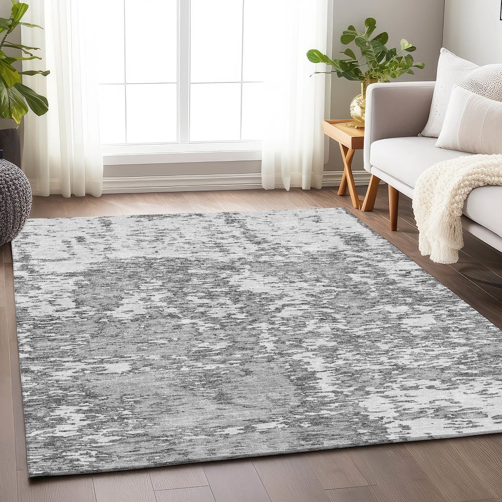 Premium Machine Washable Mayfield AMF946 Gray 5' x 7'6" Rug. Picture 5