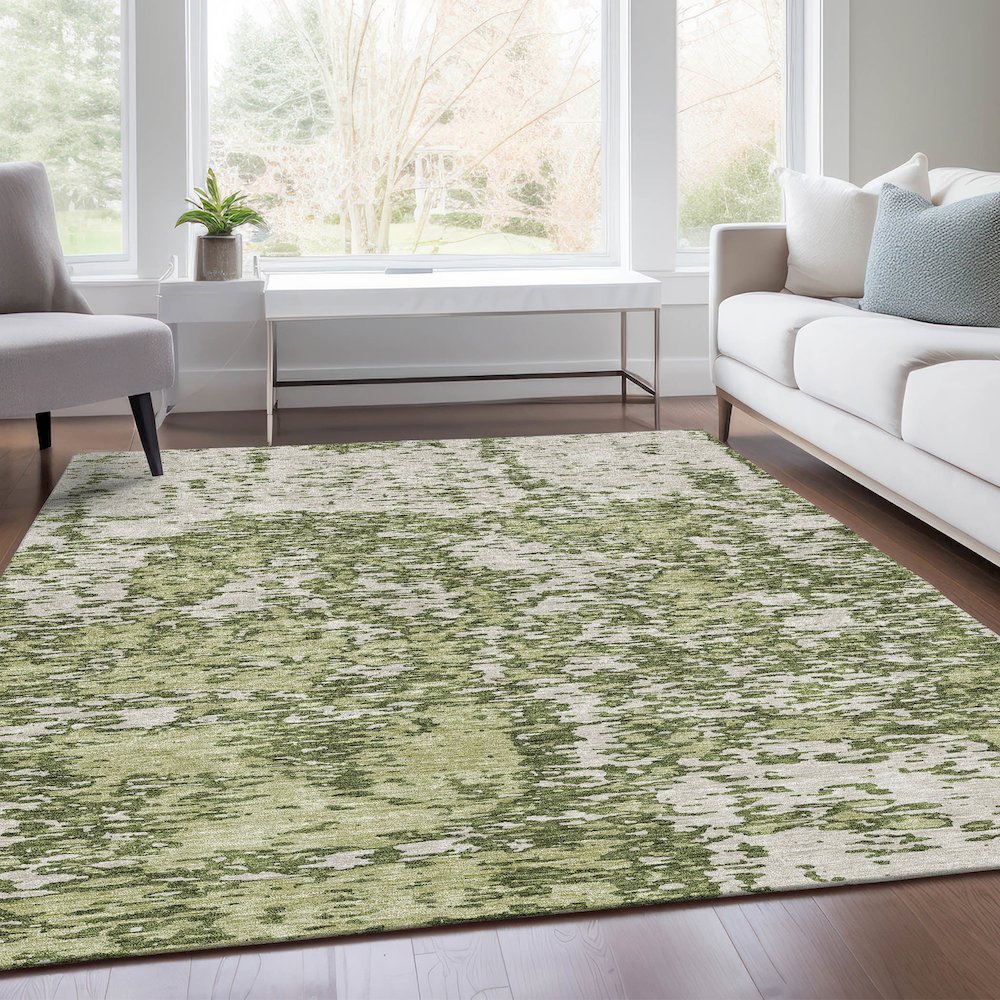 Premium Machine Washable Mayfield AMF946 Olive 5' x 7'6" Rug. Picture 6