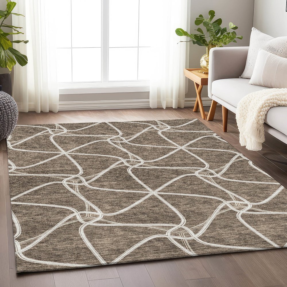 Premium Machine Washable Mayfield AMF948 Brown 5' x 7'6" Rug. Picture 5