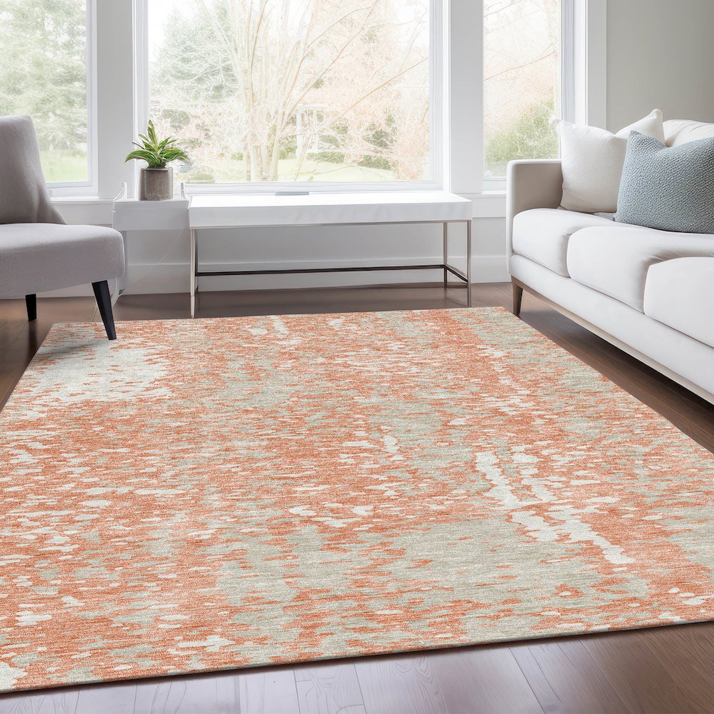 Premium Machine Washable Mayfield AMF949 Coral 5' x 7'6" Rug. Picture 6