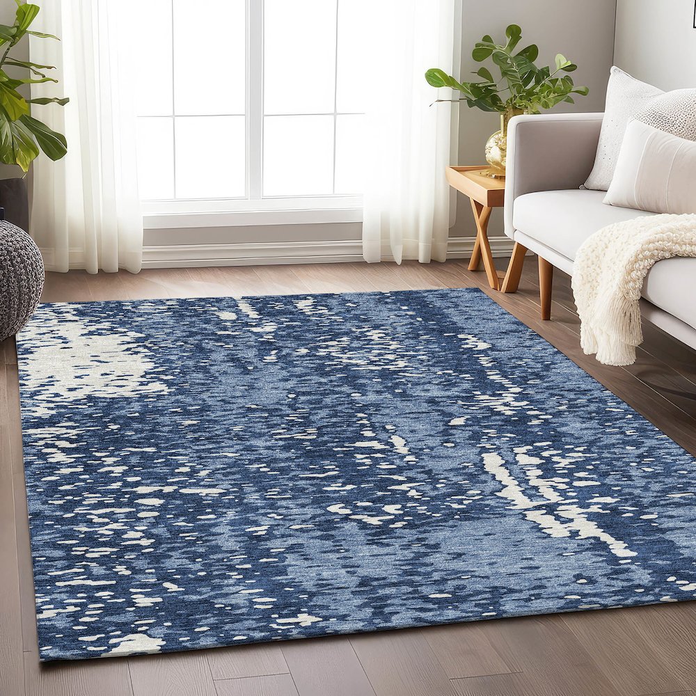 Premium Machine Washable Mayfield AMF949 Denim 5' x 7'6" Rug. Picture 5