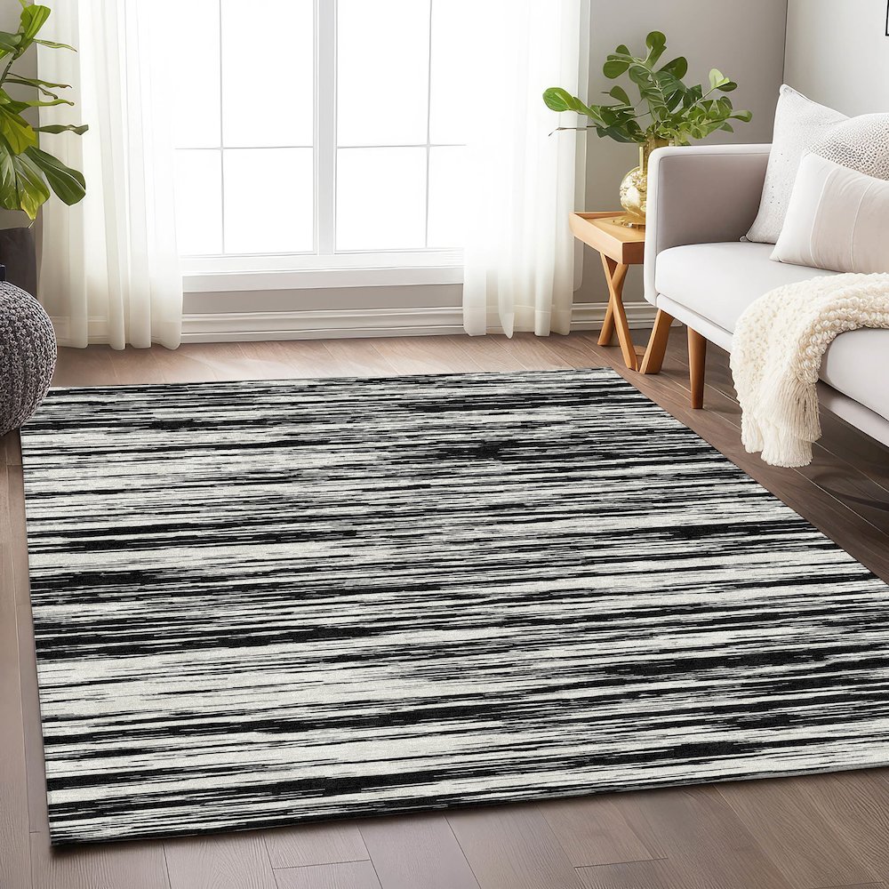Premium Machine Washable Mayfield AMF951 Black 5' x 7'6" Rug. Picture 5
