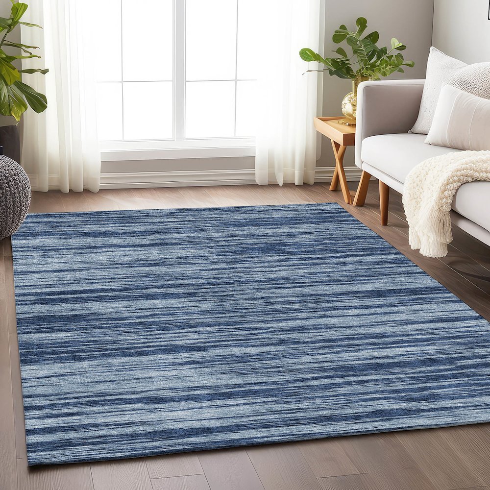 Premium Machine Washable Mayfield AMF951 Blue 5' x 7'6" Rug. Picture 5