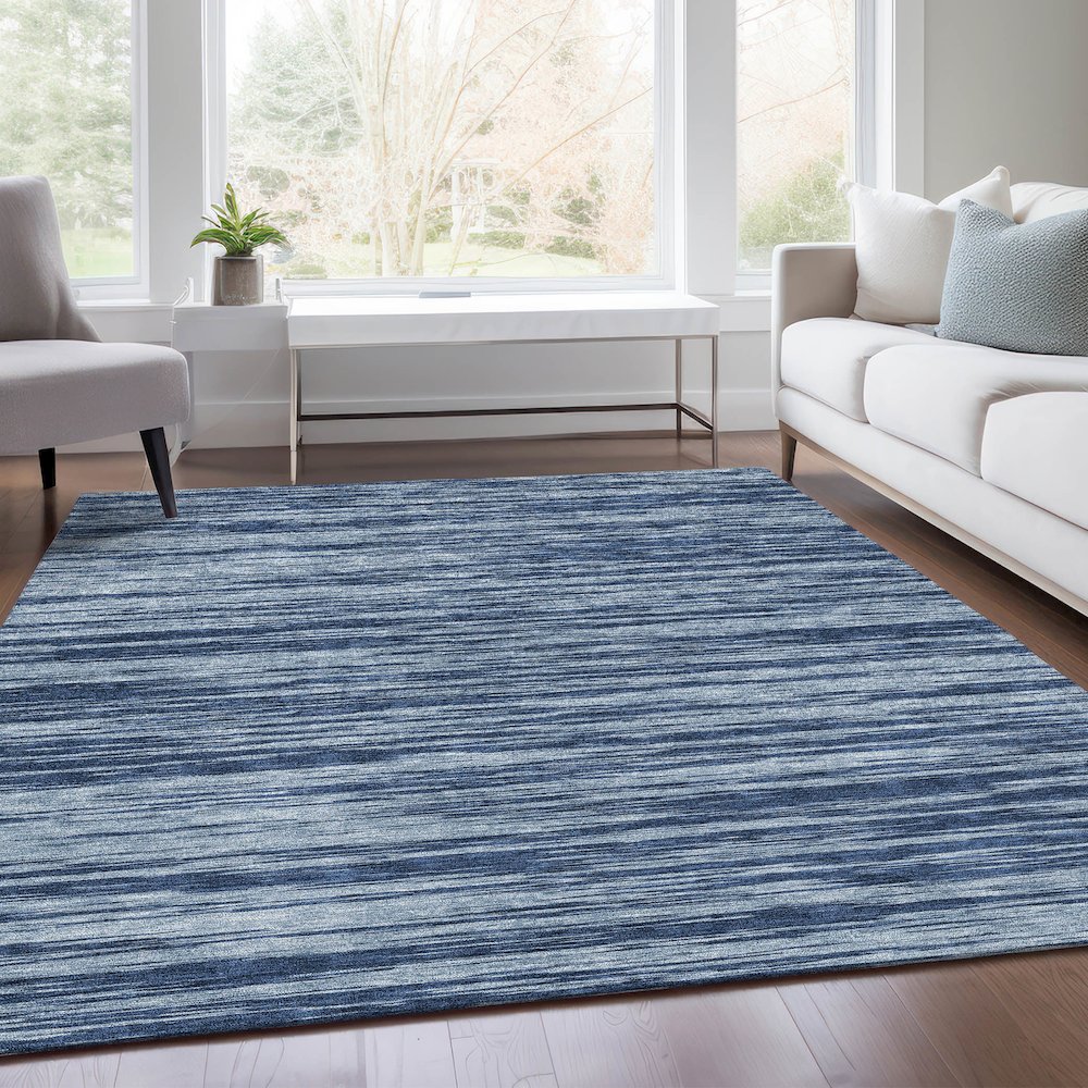 Premium Machine Washable Mayfield AMF951 Blue 5' x 7'6" Rug. Picture 6