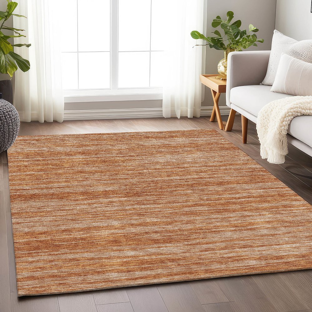 Premium Machine Washable Mayfield AMF951 Copper 5' x 7'6" Rug. Picture 5