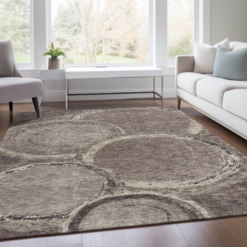 Premium Machine Washable Mayfield AMF952 Chocolate 5' x 7'6" Rug. Picture 6