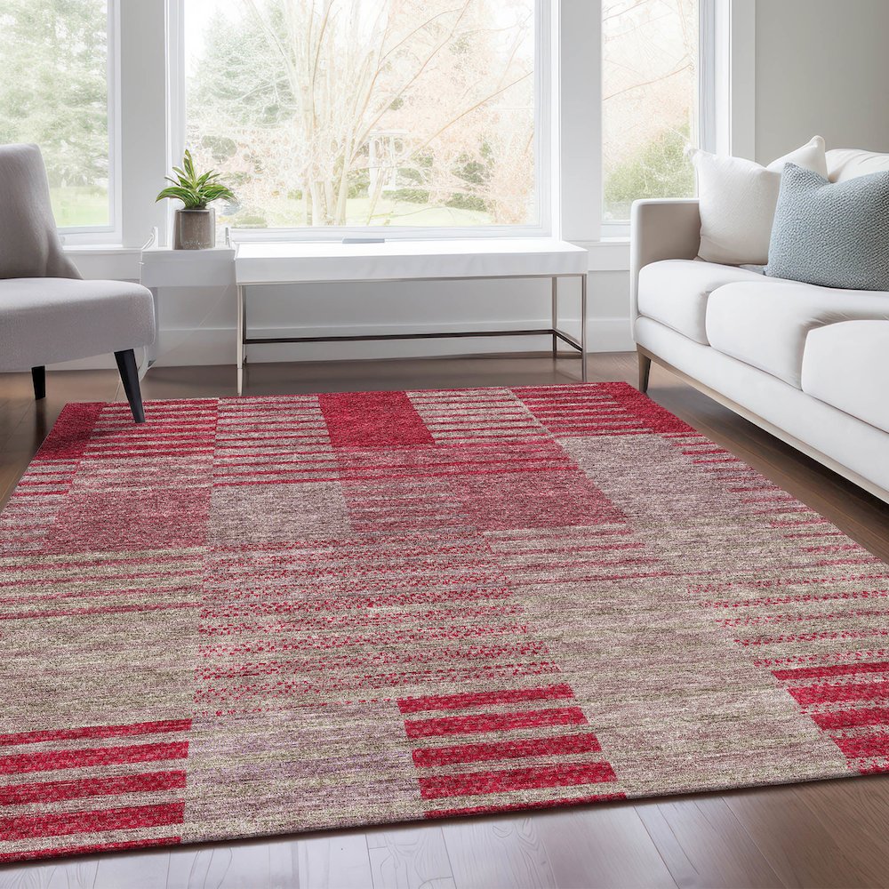 Premium Machine Washable Mayfield AMF954 Garnet 5' x 7'6" Rug. Picture 6