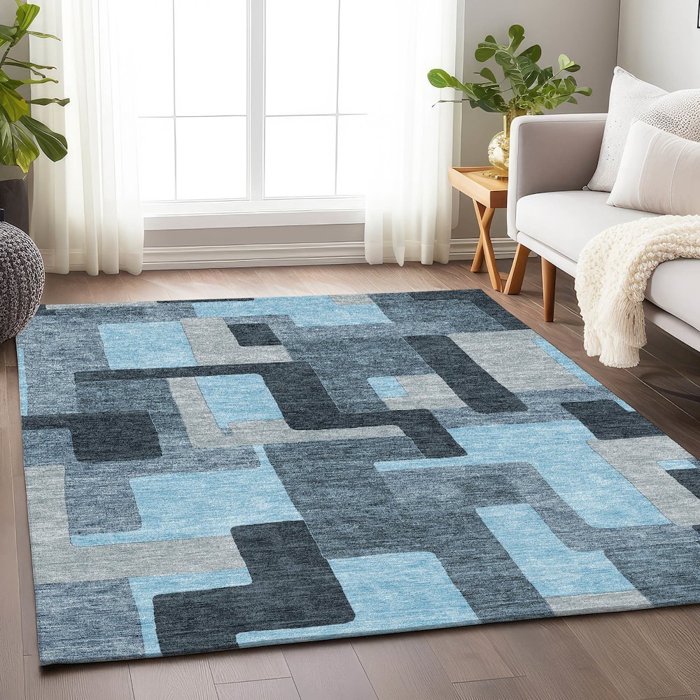 Premium Machine Washable Mayfield AMF955 Sky 5' x 7'6" Rug. Picture 5