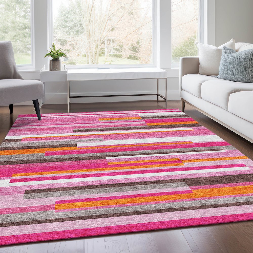 Premium Machine Washable Mayfield AMF956 Blush 5' x 7'6" Rug. Picture 6