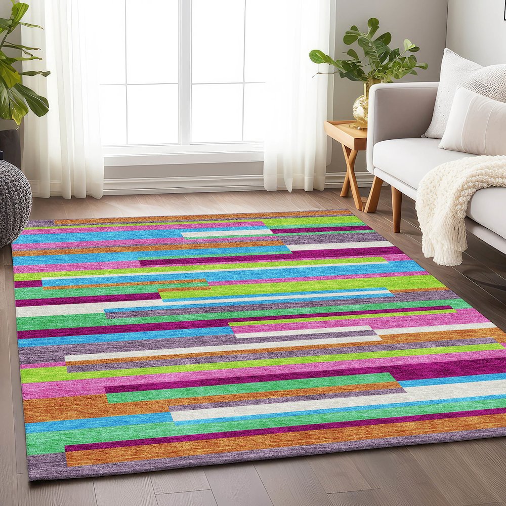 Premium Machine Washable Mayfield AMF956 Lavender 5' x 7'6" Rug. Picture 5