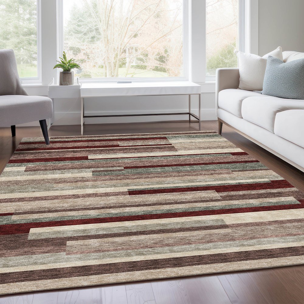 Premium Machine Washable Mayfield AMF956 Merlot 5' x 7'6" Rug. Picture 6