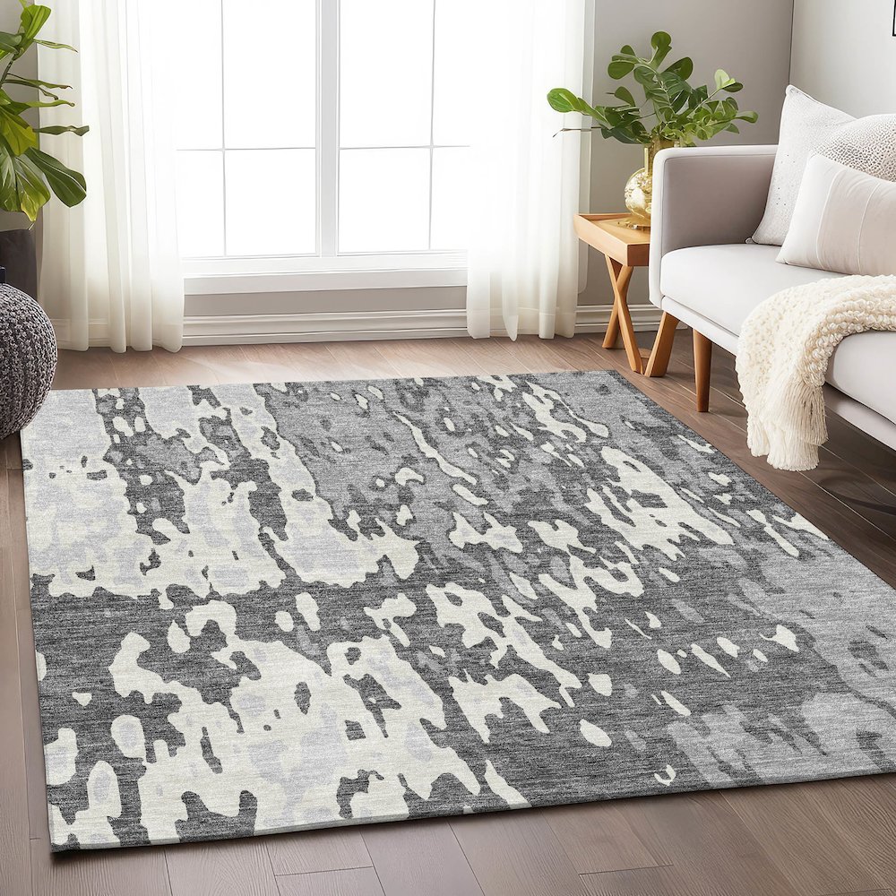 Premium Machine Washable Mayfield AMF957 Gray 5' x 7'6" Rug. Picture 5