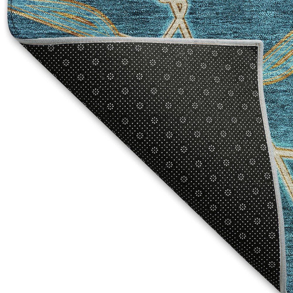 Premium Machine Washable Mayfield AMF959 Teal 2'6" x 3'10" Rug. Picture 2