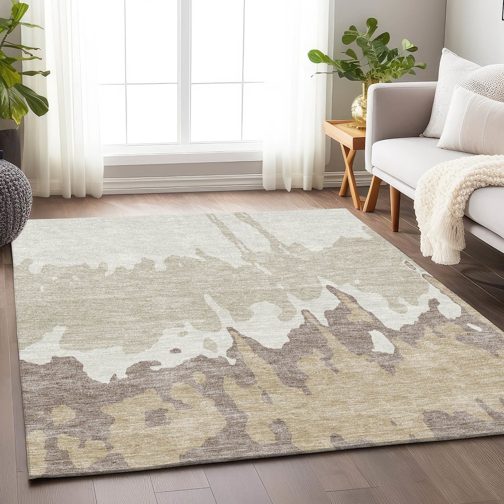 Premium Machine Washable Mayfield AMF961 Ivory 5' x 7'6" Rug. Picture 5