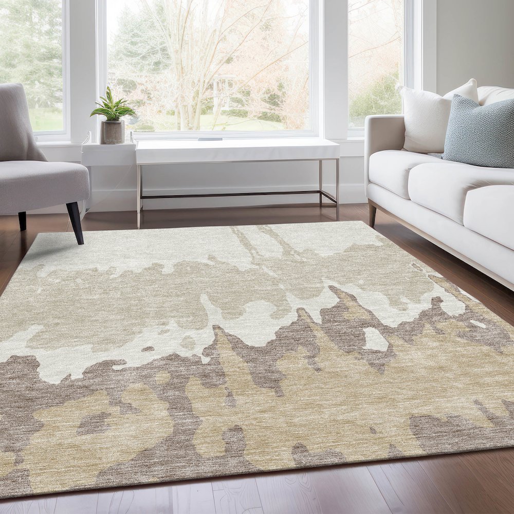 Premium Machine Washable Mayfield AMF961 Ivory 5' x 7'6" Rug. Picture 6