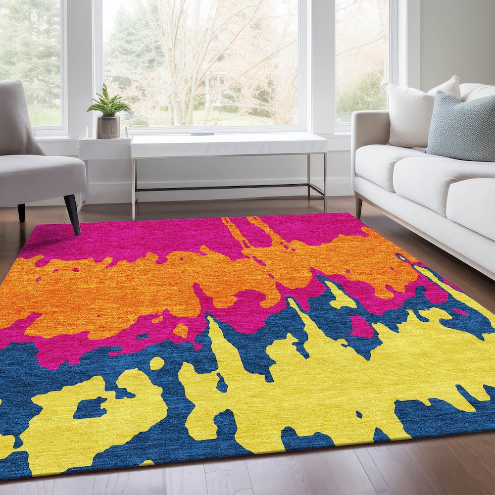 Premium Machine Washable Mayfield AMF961 Pink 5' x 7'6" Rug. Picture 6