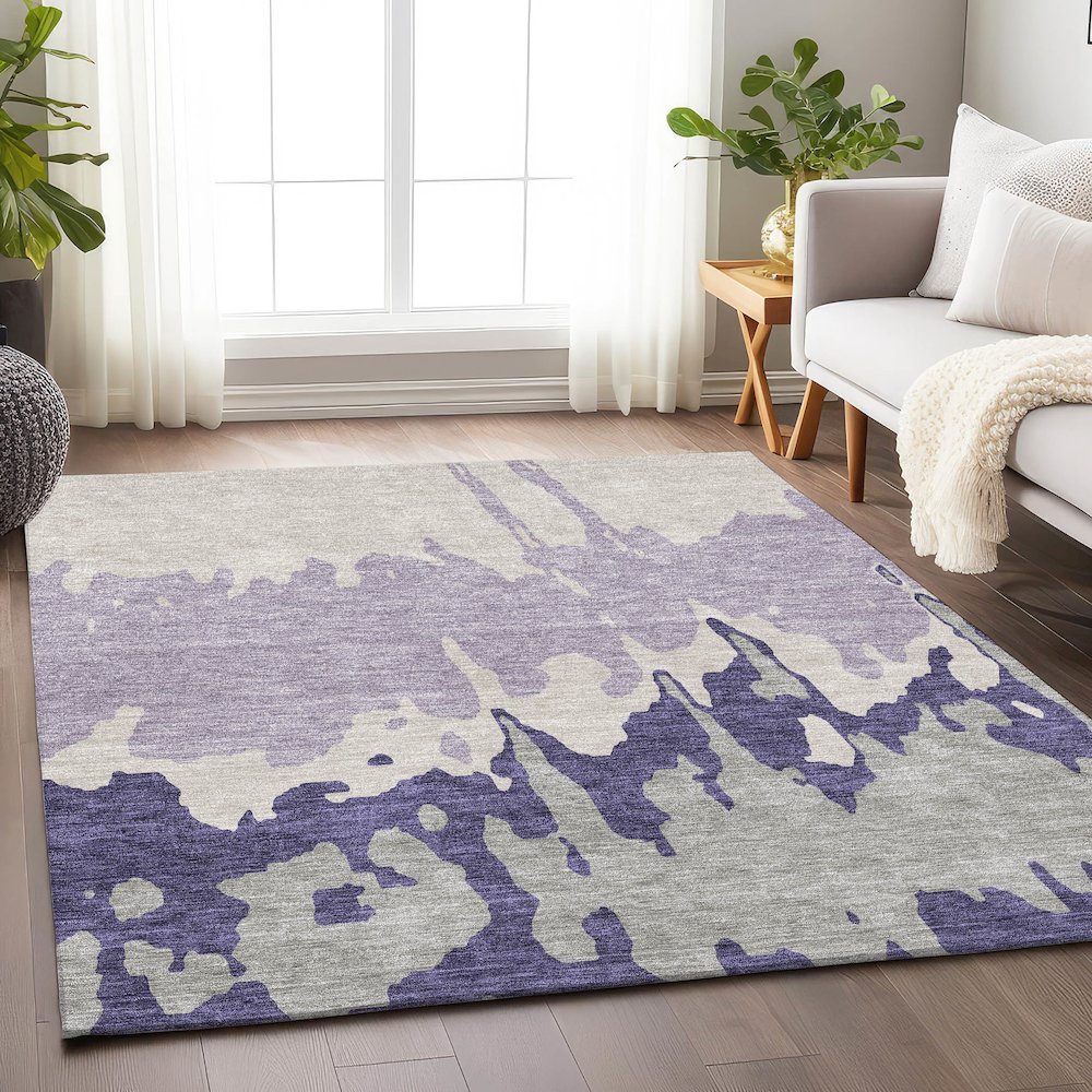 Premium Machine Washable Mayfield AMF961 Purple 5' x 7'6" Rug. Picture 5