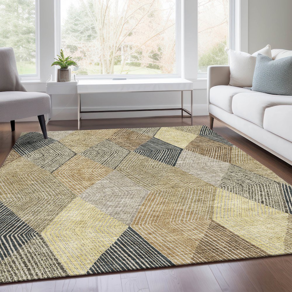 Premium Machine Washable Mayfield AMF962 Mocha 5' x 7'6" Rug. Picture 6