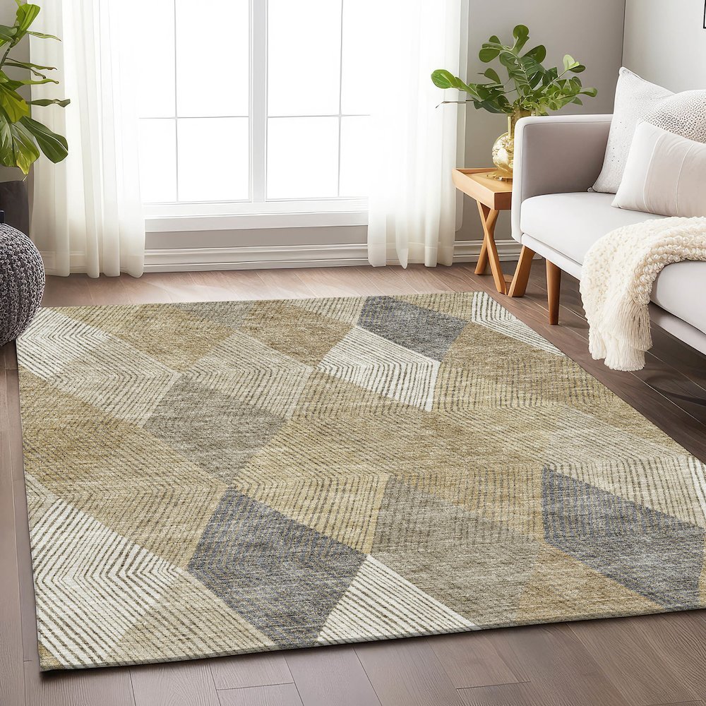 Premium Machine Washable Mayfield AMF962 Wheat 5' x 7'6" Rug. Picture 5