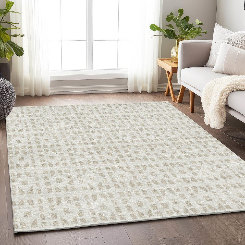Premium Machine Washable Mayfield AMF963 Ivory 5' x 7'6" Rug. Picture 5