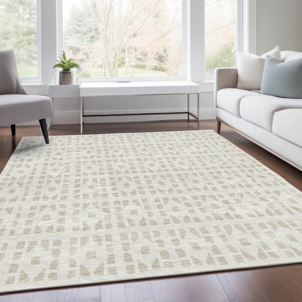 Premium Machine Washable Mayfield AMF963 Ivory 5' x 7'6" Rug. Picture 6
