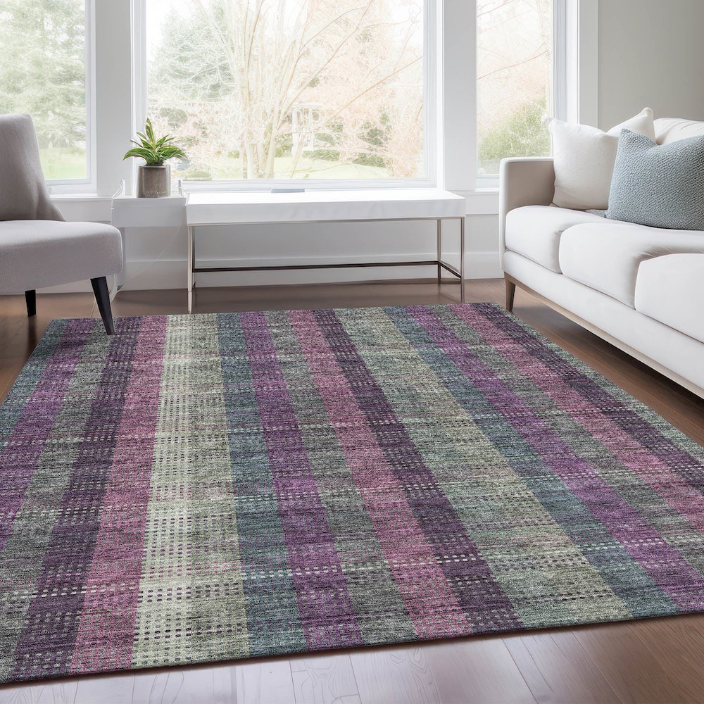 Premium Machine Washable Mayfield AMF966 Plum 5' x 7'6" Rug. Picture 6