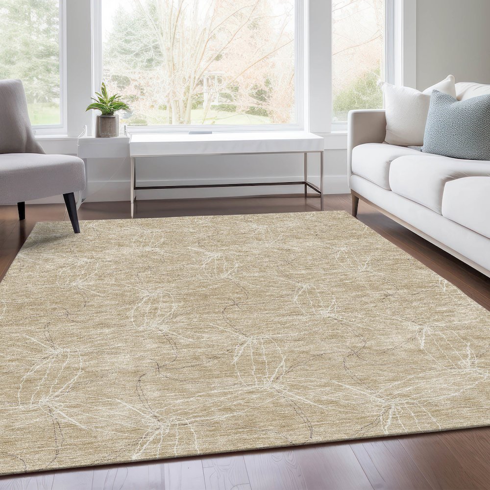 Premium Machine Washable Mayfield AMF968 Beige 5' x 7'6" Rug. Picture 6