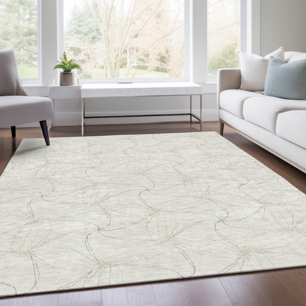 Premium Machine Washable Mayfield AMF968 Ivory 5' x 7'6" Rug. Picture 6