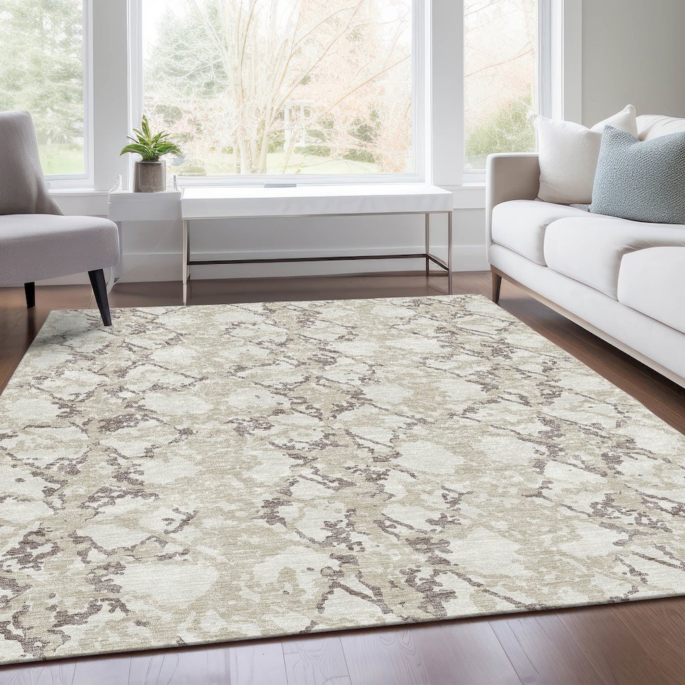 Premium Machine Washable Mayfield AMF969 Ivory 5' x 7'6" Rug. Picture 6