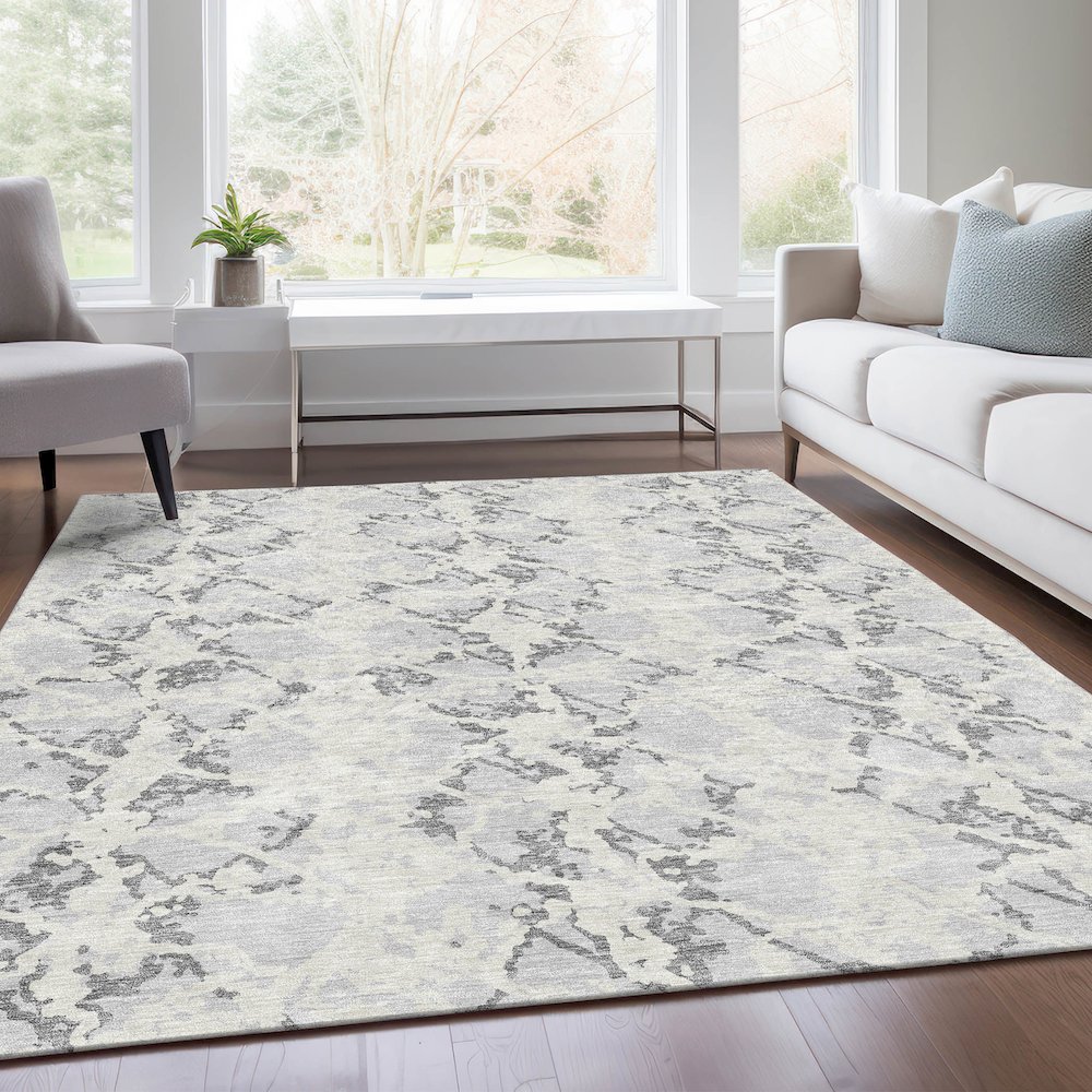 Premium Machine Washable Mayfield AMF969 Silver 5' x 7'6" Rug. Picture 6