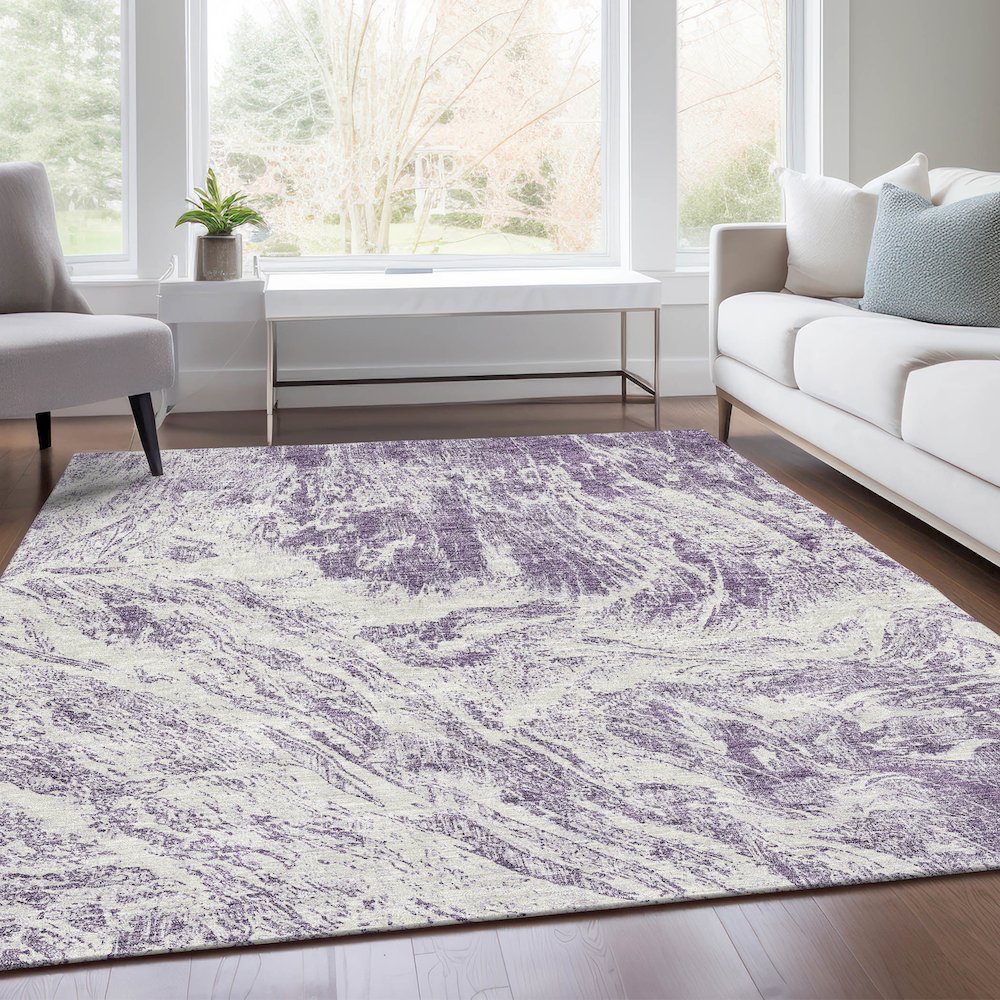 Premium Machine Washable Mayfield AMF971 Purple 5' x 7'6" Rug. Picture 6