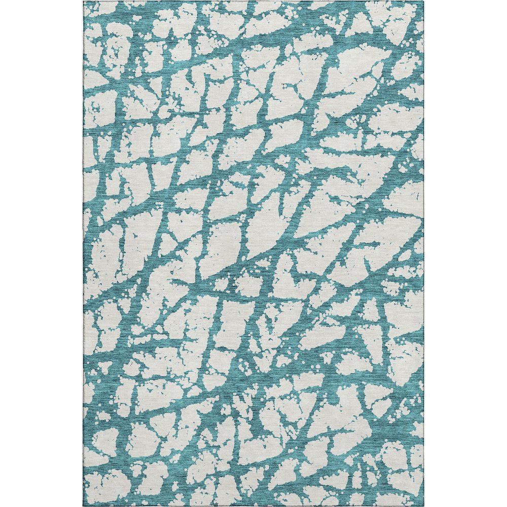 Premium Machine Washable Mayfield AMF972 Teal 5' x 7'6" Rug. Picture 1