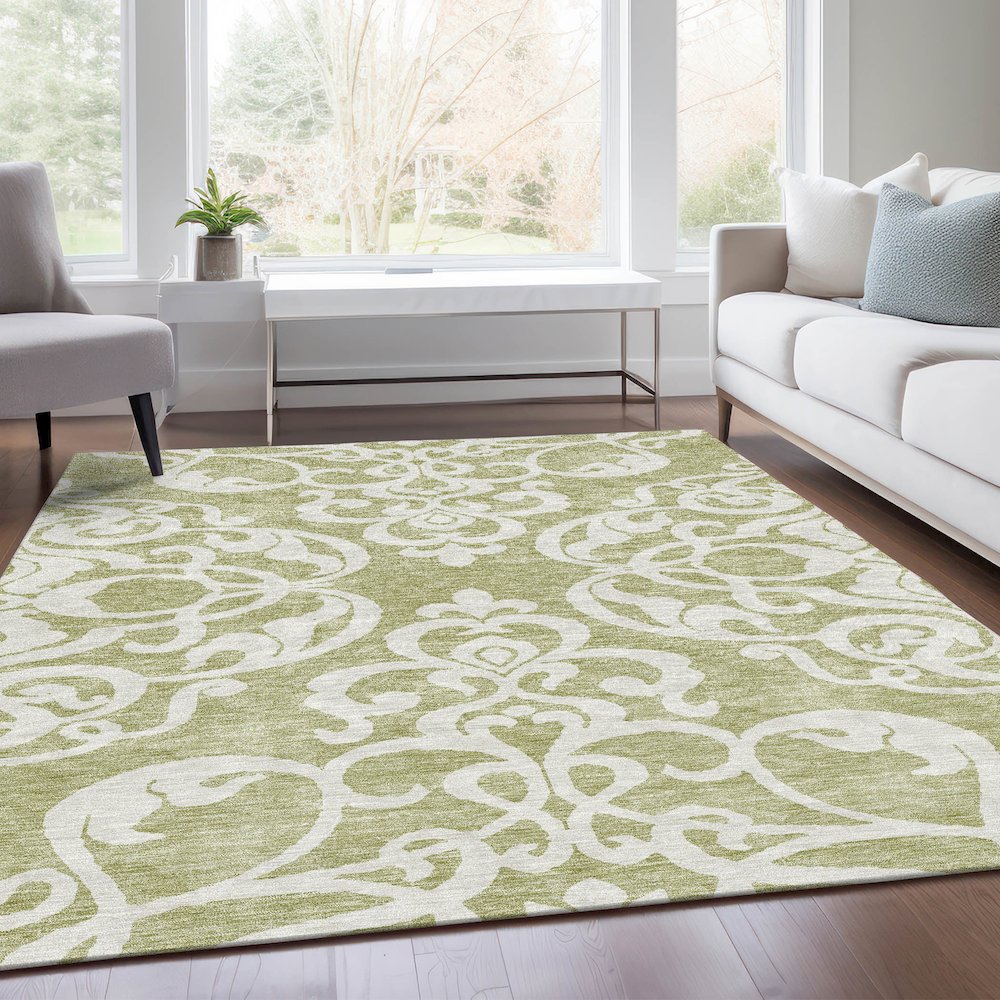 Premium Machine Washable Mayfield AMF973 Aloe 5' x 7'6" Rug. Picture 6