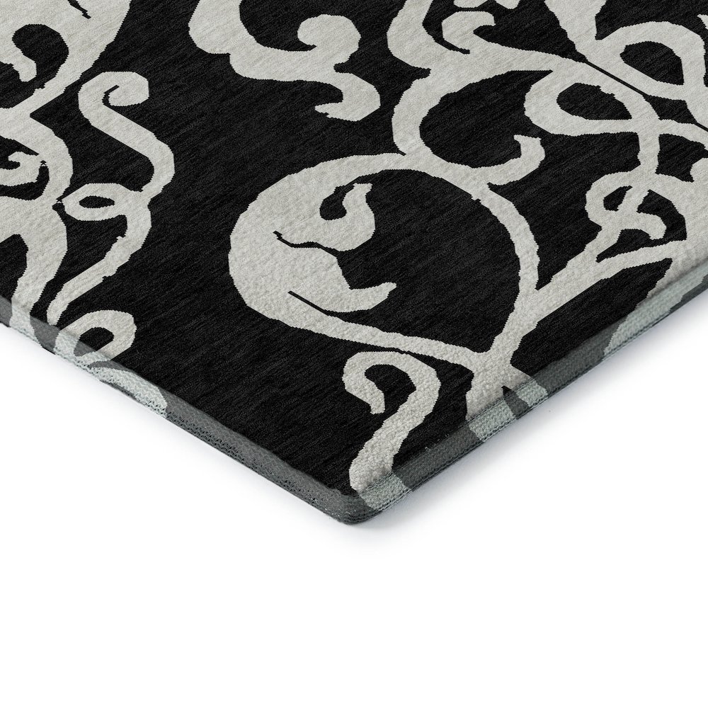 Premium Machine Washable Mayfield AMF973 Black 2'6" x 3'10" Rug. Picture 3