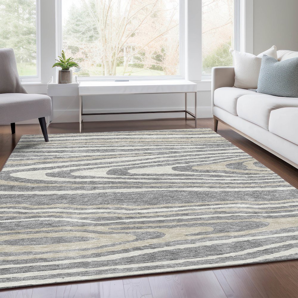 Premium Machine Washable Mayfield AMF974 Gray 5' x 7'6" Rug. Picture 6