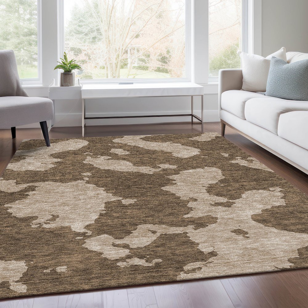 Premium Machine Washable Mayfield AMF975 Brown 5' x 7'6" Rug. Picture 6