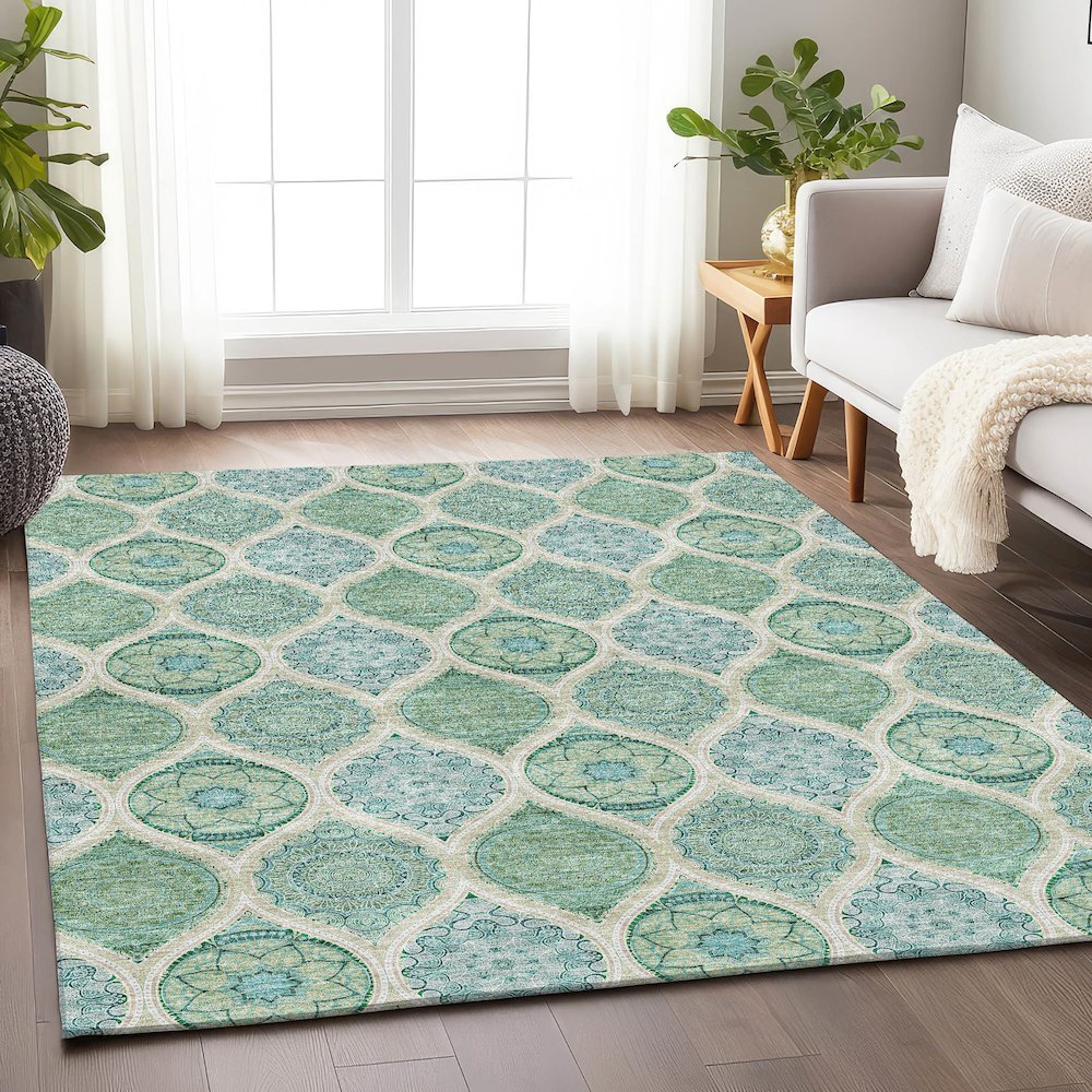Premium Machine Washable Mayfield AMF976 Sage 5' x 7'6" Rug. Picture 5