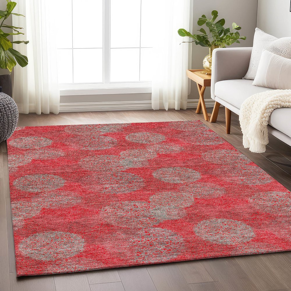 Premium Machine Washable Mayfield AMF977 Red 5' x 7'6" Rug. Picture 5