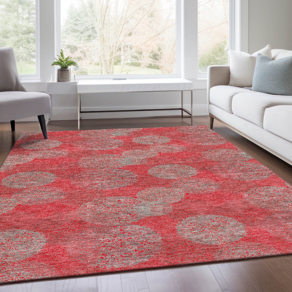 Premium Machine Washable Mayfield AMF977 Red 5' x 7'6" Rug. Picture 6