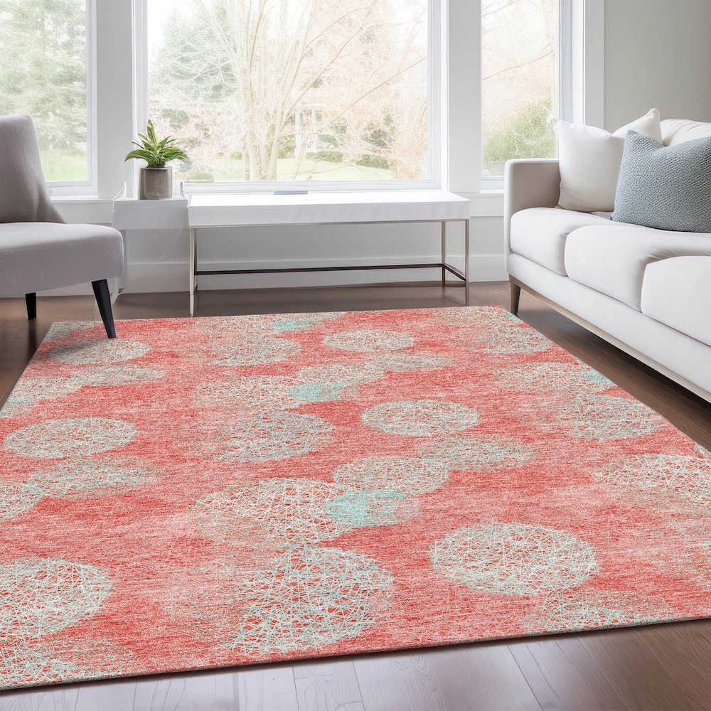 Premium Machine Washable Mayfield AMF977 Salmon 5' x 7'6" Rug. Picture 6