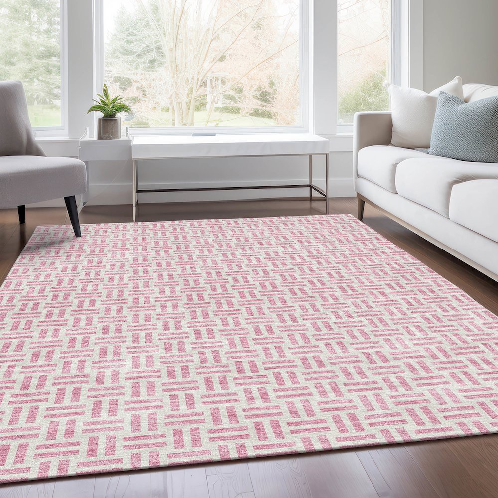 Premium Machine Washable Mayfield AMF978 Pink 5' x 7'6" Rug. Picture 6