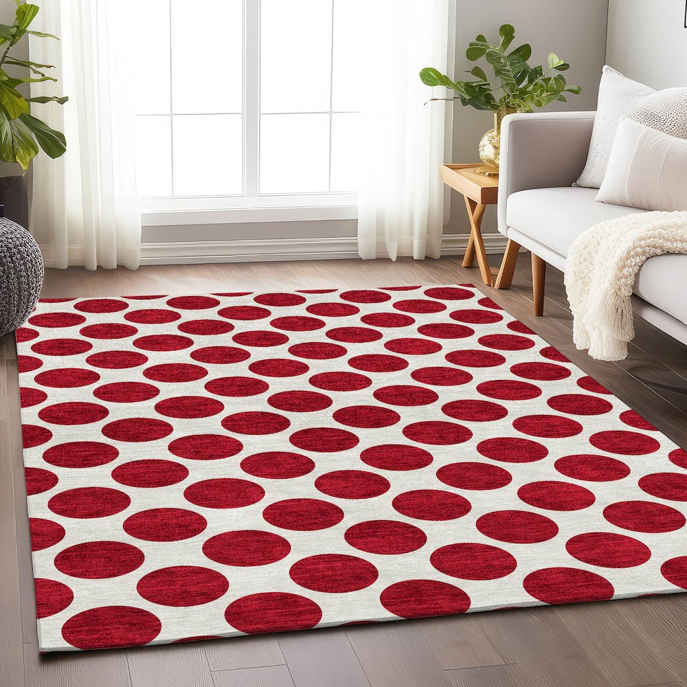 Premium Machine Washable Mayfield AMF980 Red 5' x 7'6" Rug. Picture 5