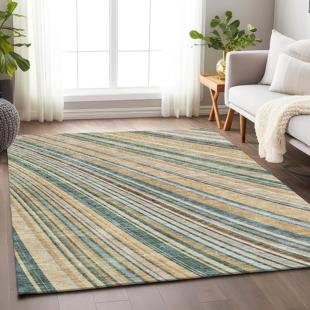 Premium Machine Washable Mayfield AMF981 Beige 5' x 7'6" Rug. Picture 5